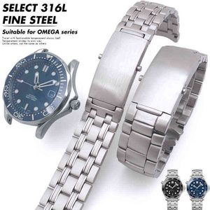 20 mm 316L-Silber-Edelstahlarmband für Omega New Seamaster 300 Speedmaster Planet Oceanﾠ Band für Herrenarmband H220419