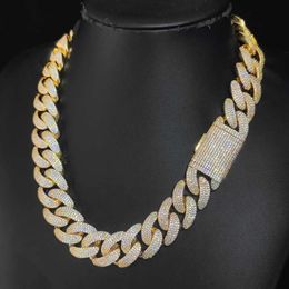 20 mm 4 rangées Hip Hop Iced Out Coubain Link Collier Miami Bling Chain CZ Luxury Choker Jewelry Gift for Men 240515