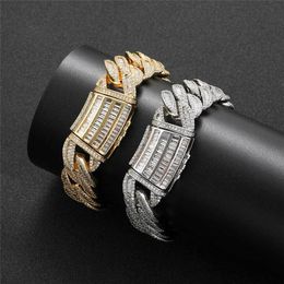 20mm 7/8/9 pouces Europe et amérique Hotsale bijoux hip hop plaqué or Bling CZ pierre Bracelet pour hommes Bracelets à maillons