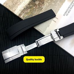 20 mm zwarte natuur siliconen rubberen horlogeband Horlogeband voor rol GMT OYSTERFLEX Bracelet288r