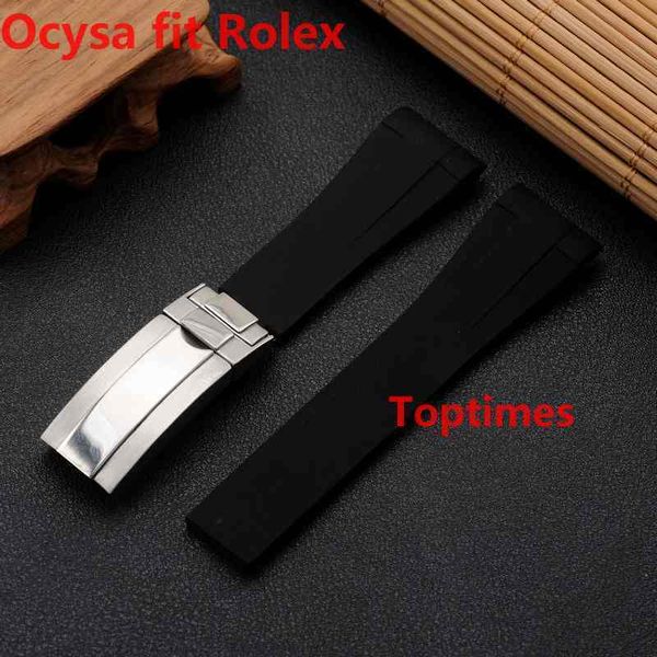 Correa de goma de marca de 20mm para ROLEX SUB GMTNew, correa suave y duradera resistente al agua, correas de reloj, accesorios para relojes, hebilla de cierre plegable