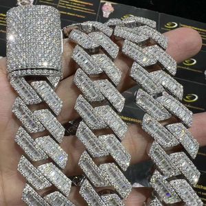 20 mm Cubaanse schakelketting Moissanite 925 Sterling Sliver luxe 24 inch diamanten halsketting