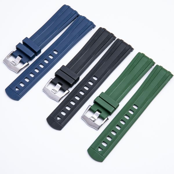 Bracelet de montre en caoutchouc fluoré souple à extrémité incurvée de 20mm accessoires de Bracelet de montre adaptés pour Bracelet Omg pour Bracelet Seamaster 300 Speedmaster