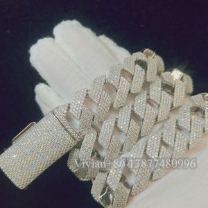 20 mm mode sieraden kettingen hiphop vvs moissaniet diamant miami cuban link ketting 925 sterling zilveren ketting