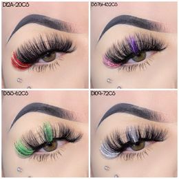 20mm Glitter Ombre Colored Lashes Bulk Wholesale Fluffy 5D Faux Mink Pestañas postizas naturales maquillaje 3D Lash