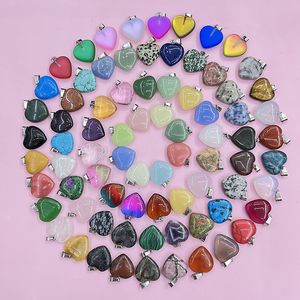 Colgantes de piedra de corazón de 20 mm, dijes de 72 colores, piedras preciosas Reiki, cuentas de piedra curativa, cuarzo para pulseras de bricolaje, collares, aretes, accesorios para hacer joyas