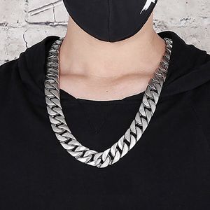 20mm lourd Punk Rock hommes femmes brosse mat bordure cubain lien collier Hiphop or argent 316L en acier inoxydable vélo Biker chaîne collier bijoux