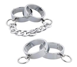 20 mm hoogte roestvrijstalen borgmop metalen handboeien Cirkel ovale manchetten armbanden unisex Bangles enkel sluitbare bangle4421537