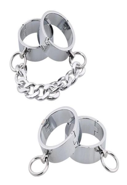 20mm de hauteur en acier inoxydable serrure manchette en métal menottes cercle ovale manchettes Bracelets unisexe Bracelets cheville verrouillable bracelet 9609240