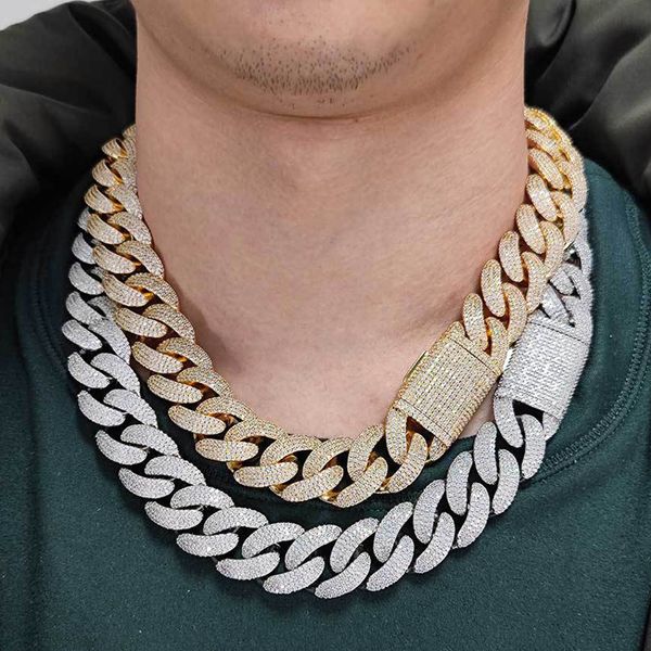 20mm Hip Hop quatrième rangée Zircon Miami chaîne à maillons cubains collier pour hommes plaqué or véritable 18 carats Bling hommes bijoux lourds