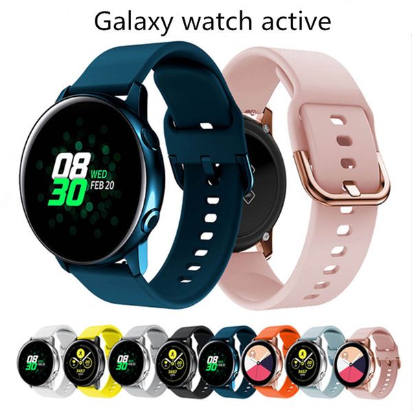 20mm Hotsale 10 colores correa de reloj de silicona para Samsung Galaxy Watch Active 2 Band Strap Sport Watch pulsera de repuesto