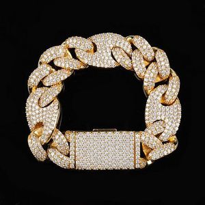 20 mm ijs de Cubaanse ovale schakel diamantarmband 14k wit goud vergulde kubieke zirkonia sieraden 7inch 8inch 9inch zeeman Cuban Link ketting 225H