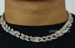 Bracelet à chaîne de diamant à liaison ovale cubaine à 20 mm Bracelet 14k Rose Goldwhite Gol Bijoux de zircone cubique Cuban 7104505