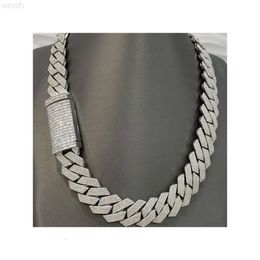 Grand lien cubain en argent glacé de 20mm, diamants Vvs, bijoux Hip Hop pour hommes et femmes, chaîne cubaine