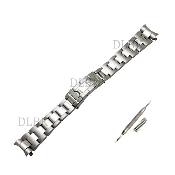 20mm Intermédiaire Polissage Nouveaux Hommes Liens En Acier Inoxydable Creux Extrémité Incurvée Bracelet De Montre Bracelet Boucle De Déploiement Bracelets pour Rolex273p