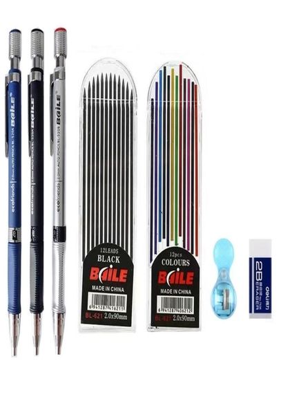 Ensemble de crayons mécaniques de 20 mm 2B crayons automatiques avec des recharges de plomb ColorBlack Draft Drawing Writing Crafting Art Sketch 2207226611458