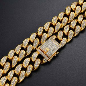 20mm Mannen Vrouwen Miami Cubaanse kettingen Cubic Zirconia Choker Ketting Armband Hip Hop Bling Bling Iced Out Out Sieraden Set Hipster Curb Link Chain