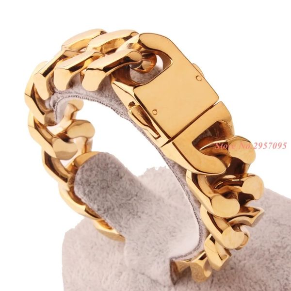 20 mm Cadena para hombre Niños Big Curb Link GoldSilverblack Color 316L Pulsera de acero inoxidable Pesado Enorme joyería al por mayor 240227