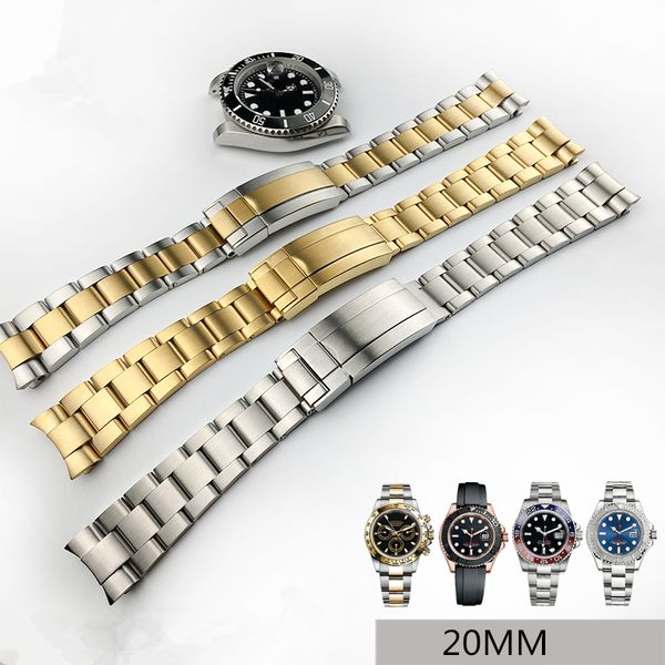 20 mm Relojes para hombre 316L Correa de reloj Plata Oro Correa de acero inoxidable Papel Sub Muñequera Pulsera de alta calidad Relojes de diseñador Correa de reloj