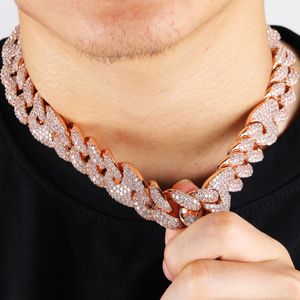 20mm Miami Lock Sluiting Cubaanse Ketting Iced Out Cubic Zirkoon Cubaanse Link Chain Hip Hop Sieraden Voor Man Kettingen