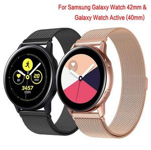 Correa de pulsera de bucle milanés de 20mm para Samsung Galaxy Watch Active 40mm/Galaxy Watch 42mm banda magnética de acero inoxidable