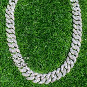 20 mm Moissanite Diamond Miami Cuban Link Chain Solid 925 Sterling Silver Hip Hop Chain in 20-24 inch