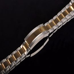 20mm Nouveau Milieu Demi Or Deux Tons Poli Brossé 316L Solide En Acier Inoxydable Métal Incurvé Fin Montre Bande Ceinture Bracelet Bracelets191V