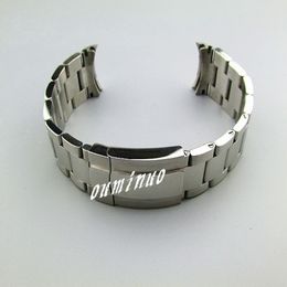 20 mm Nouvel Solide pur 316l Extrémité incurvée en acier inoxydable argenté polies brossé bracelets de montre Bracelets pour solex watch202g