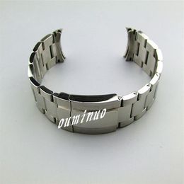 20mm nouveau pur solide 316L extrémité incurvée en acier inoxydable argent poli brossé fini Bracelets de montre Bracelets pour SOLEX watch2769