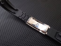 20mm Nieuwe zachte duurzame waterdichte horlogeband RUBBER band voor ROL SUB GMT YM met slip zilveren originele stalen sluiting240P