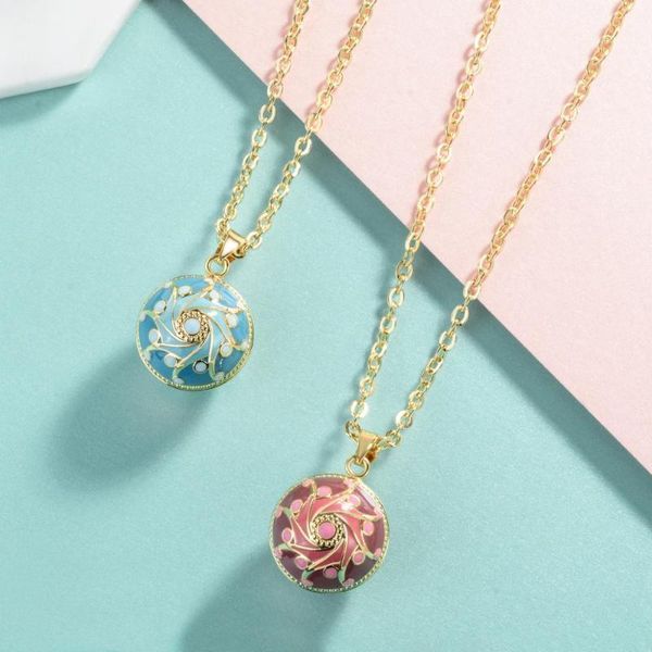 Collier pendentif boule rose/bleue du mexique, 20mm, boule d'harmonie du mexique, carillon sonore, collier pour mère et enfant, bijoux de maternité pour femmes