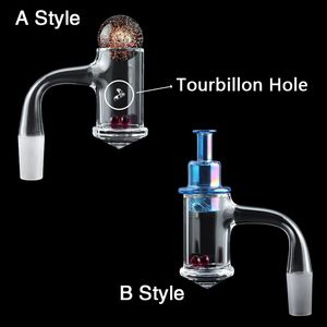 Deux styles de soudure complète Fumer Bord biseauté Banger à quartz à facettes 2,5 mm Clous de fond en diamant de mur Capuchons de style UFO colorés et marbre pour bangs à eau en verre Dab Rigs