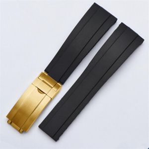 Banda de goma de silicona de 20 mm para correa de reloj Rolex YachtMaster Wristbands2957