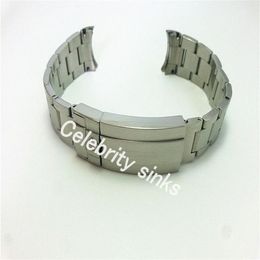 Bracelet de montre en acier inoxydable massif de haute qualité, 20mm, extrémité incurvée, boucle à déploiement réglable, pour bracelet de montre SOLEX217p