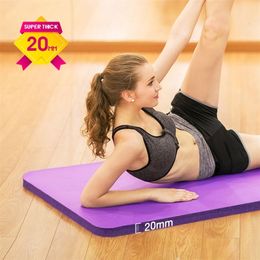 20mm Super Dikke Fitness Yoga Mat 183 * 60cm Premium NBR Pilates Oefening Tapete Gymnastiek Dance Mats Yoga Gym Supply DIY Print 201211