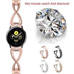 Bracelet de montre 20Mm pour montre Galaxy bracelet en acier inoxydable actif dame femmes bracelet de bande de diamant Bling 240311