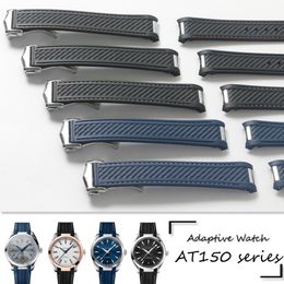 20mm Bracelet de montre bandes hommes bleu noir étanche Silicone caoutchouc bracelets de montre Bracelet fermoir boucle pour Omega 300 AT150 8900 Tools326M