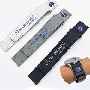 Correa de reloj de 20mm para la serie MOON, correa de reloj con Velcro suave y cómoda, pulsera de cuero Speedmaster de la NASA