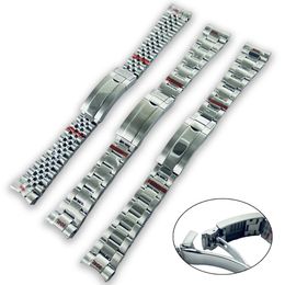 20 mm de largeur 904L Bracelet de montre en acier inoxydable massif brossé poli Bracelet de jubilé d'huître boucle pliante fermoir de verrouillage coulissant 240311