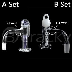 Beracky Two Styles Full Weld Fumer Terp Slurpers Quartz Banger Avec Vis Billes / Chaînes Terp 4590 Degrés Bord Biseauté Sans Soudure Slurper Nails Pour Bongs