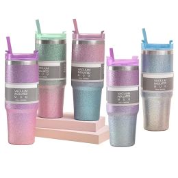 20 oz 30oz Diamond Paint Ice Bar Cup Roestvrij staal Cup Car Travel isolatie Koude koffiekop Kettel Groothandel