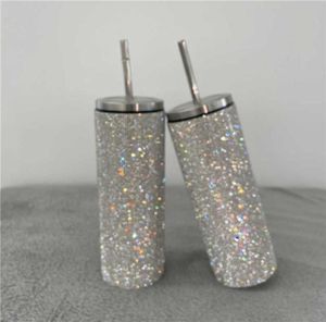 20oz Bling Diamond Thermos Bottle Coffee tasse avec paille en acier inoxydable gobelers mug girl girl women36567086389337