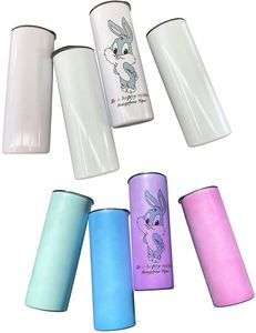 Double gobelet créatif en acier inoxydable de 20Oz, couleur Uv, gobelet droit à Sublimation avec couvercle et paille