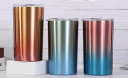 20oz Gradient Skinny Tumbler Cheap Stainless Steel Large Capacity Drinks Cup 05L Double Wall Heat Insulated Coffee Mug for Car Ba3684865