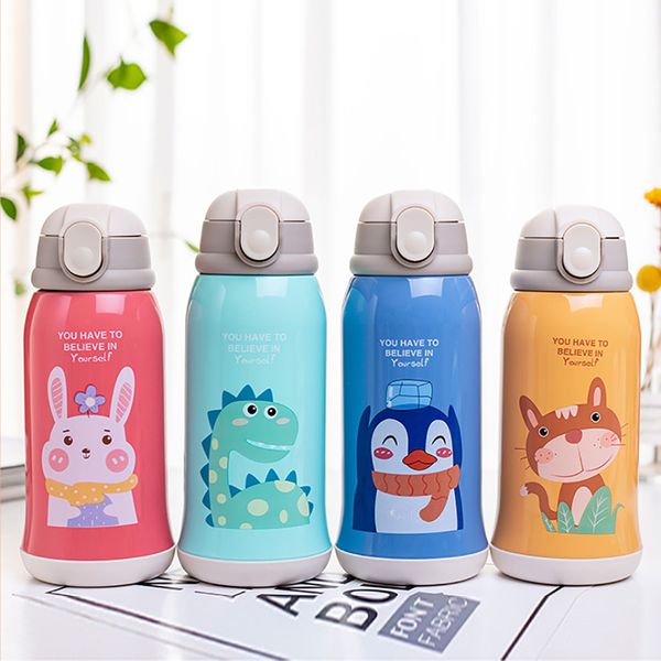 Bouteilles de boisson de dessin animé pour enfants de 20 oz doubles couches 316 thermos d'eau en acier inoxydable enfants tasses isolées portables école à domicile LJ201218