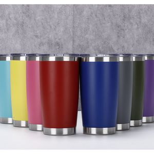 20oz Multicolor Sublimatie Blanks Rvs Tumbler Vacuüm Dubbele Muur Geïsoleerde Bier Cup Auto Koffie Draagbare Plastic Spuiten Travel Mok Seal Deksels Hy0001