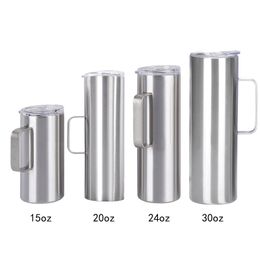 Tobinage maigre 20oz avec poignée sous vide en acier inoxydable tasse droite 30 oz tasse de bière de café avec couvercle 30 oz tasses à boire 0424