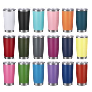 Tasse en acier inoxydable gobelets voiture tasses 20 oz isolé sous vide voyage bouteille d'eau en métal bière tasses à café avec couvercle 10 couleurs VT0439