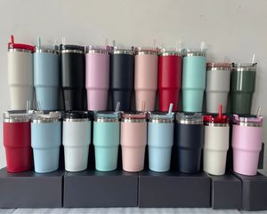 Tasses de gobelet en acier inoxydable de 20 oz avec des tasses de voiture montées sur un véhicule de paille