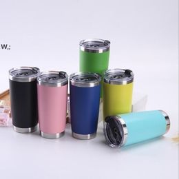 20 Unzen Edelstahlbecher Tassen Vakuumisolierte Reisebecher Metall Wasserflasche Bier Kaffeetassen mit Deckel 18 Farben GCB15174